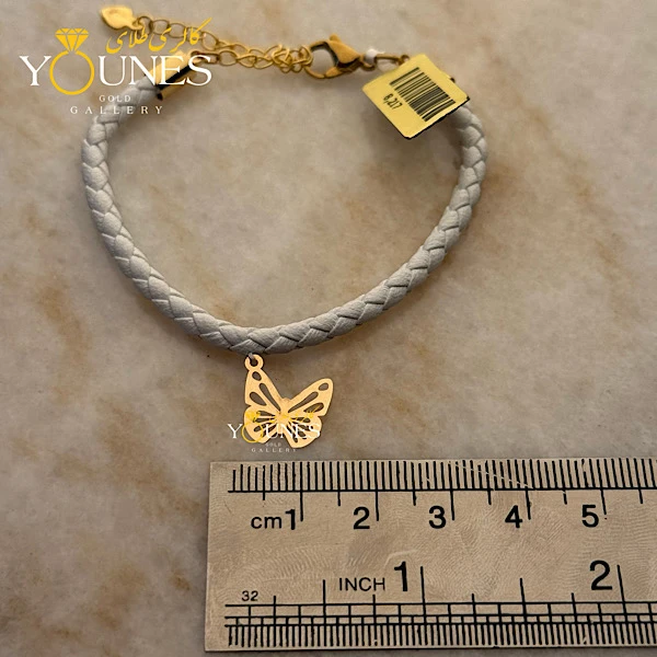 دستبند چرم شاپرک طلا